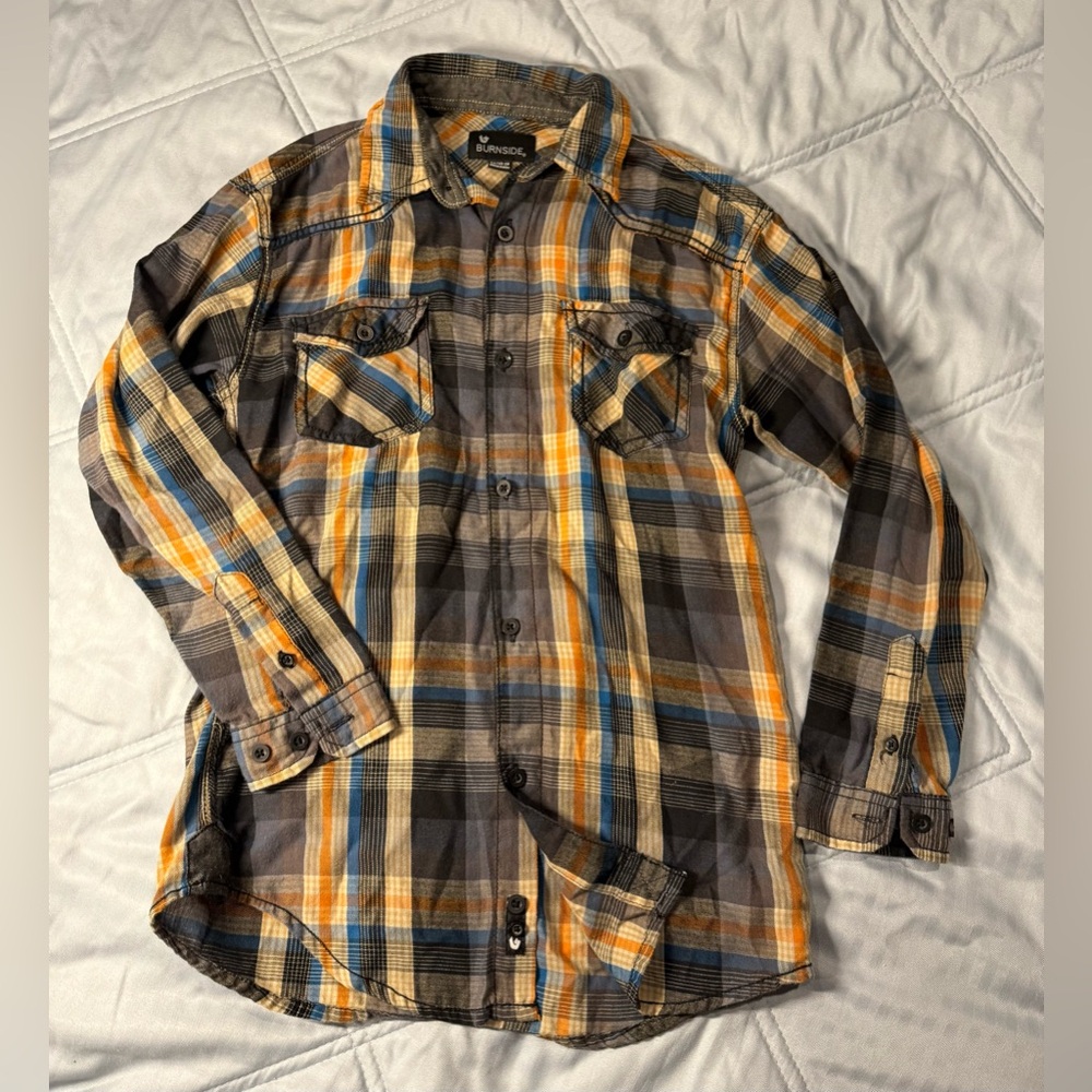 Boy’s Plaid Button-Up Burnside Long Sleeve Shirt